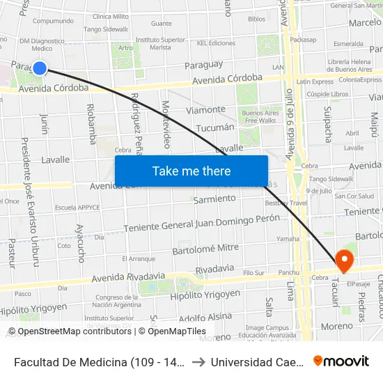 Facultad De Medicina (109 - 140) to Universidad Caece map
