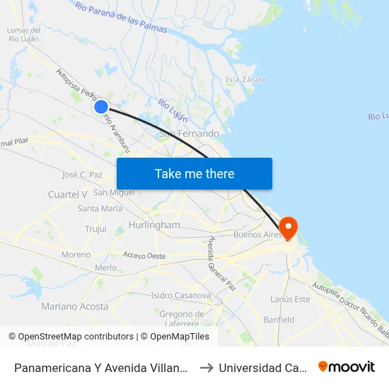 Panamericana Y Avenida Villanueva to Universidad Caece map