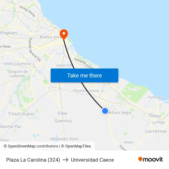 Plaza La Carolina (324) to Universidad Caece map