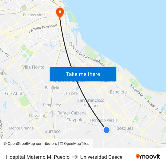 Hospital Materno Mi Pueblo to Universidad Caece map