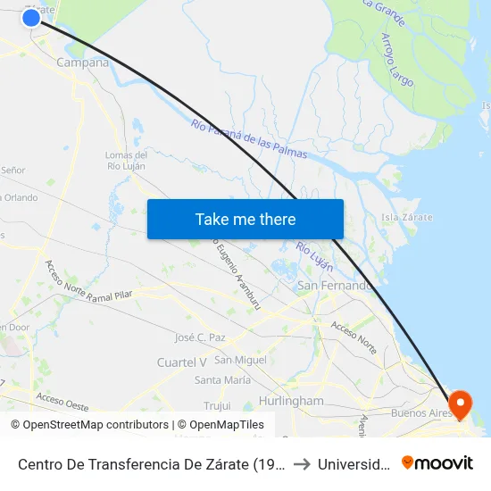 Centro De Transferencia De Zárate (194 - 204 - 228 - 429 - Combi) to Universidad Caece map
