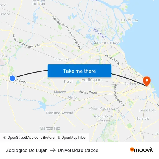 Zoológico De Luján to Universidad Caece map