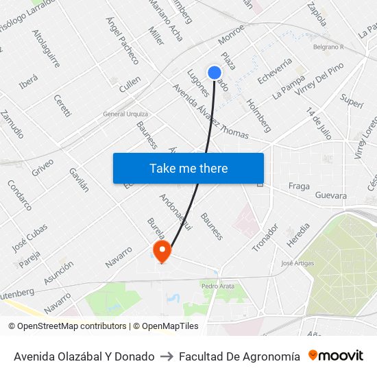Avenida Olazábal Y Donado to Facultad De Agronomía map