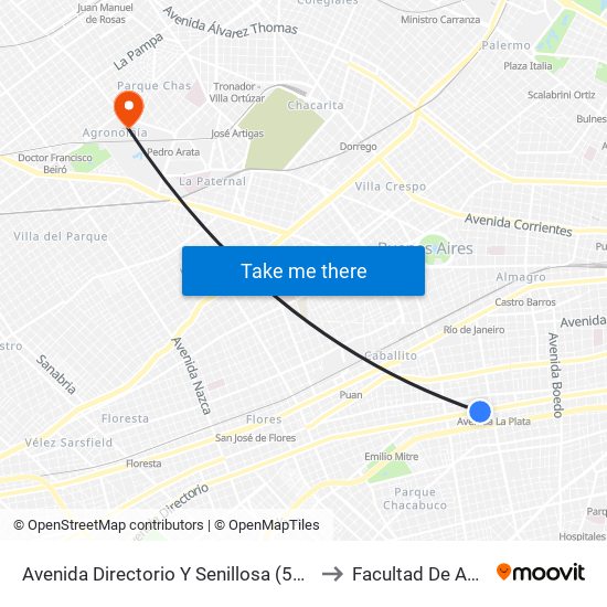 Avenida Directorio Y Senillosa (53 - 56 - 126 - 180) to Facultad De Agronomía map