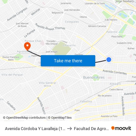 Avenida Córdoba Y Lavalleja (151 - 168) to Facultad De Agronomía map