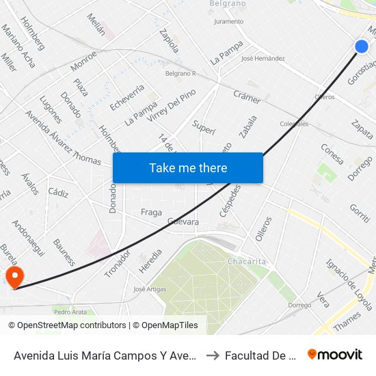 Avenida Luis María Campos Y Avenida Lacroze (29 - 118) to Facultad De Agronomía map