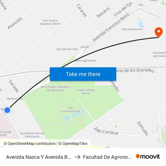 Avenida Nazca Y Avenida Beiró to Facultad De Agronomía map