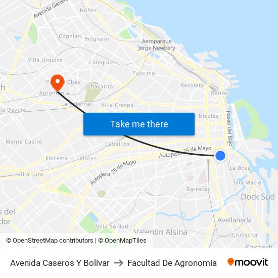 Avenida Caseros Y Bolívar to Facultad De Agronomía map