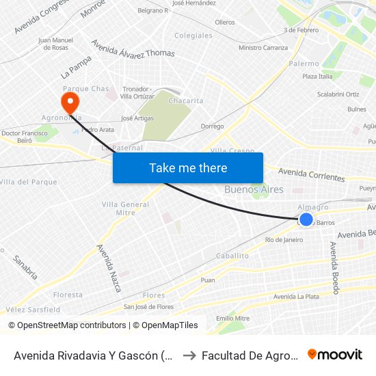 Avenida Rivadavia Y Gascón (26 - 132) to Facultad De Agronomía map