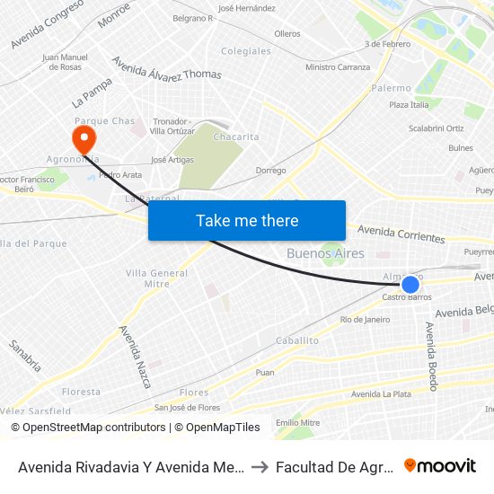 Avenida Rivadavia Y Avenida Medrano (132) to Facultad De Agronomía map