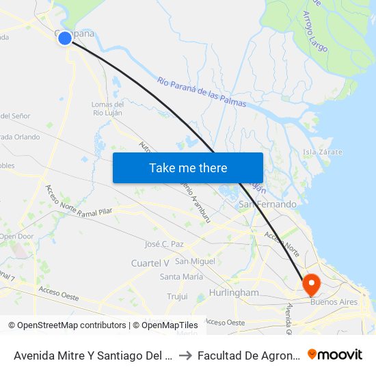 Avenida Mitre Y Santiago Del Estero to Facultad De Agronomía map
