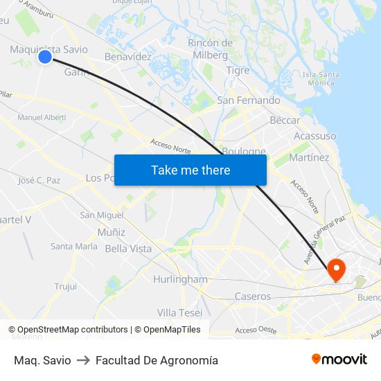 Maq. Savio to Facultad De Agronomía map