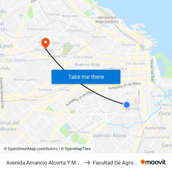 Avenida Amancio Alcorta Y Monasterio to Facultad De Agronomía map