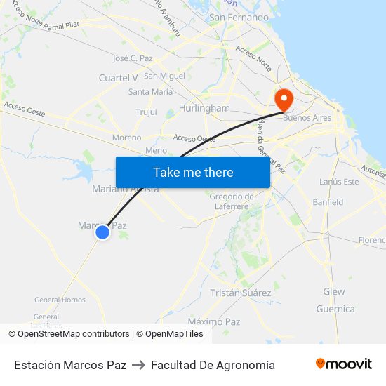Estación Marcos Paz to Facultad De Agronomía map