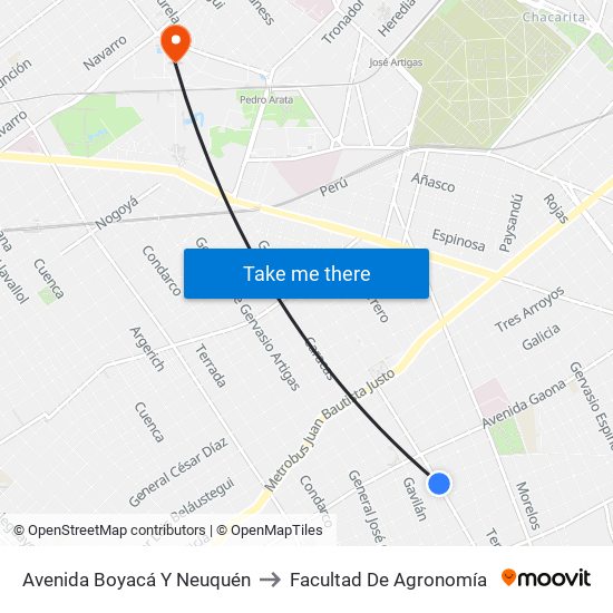 Avenida Boyacá Y Neuquén to Facultad De Agronomía map