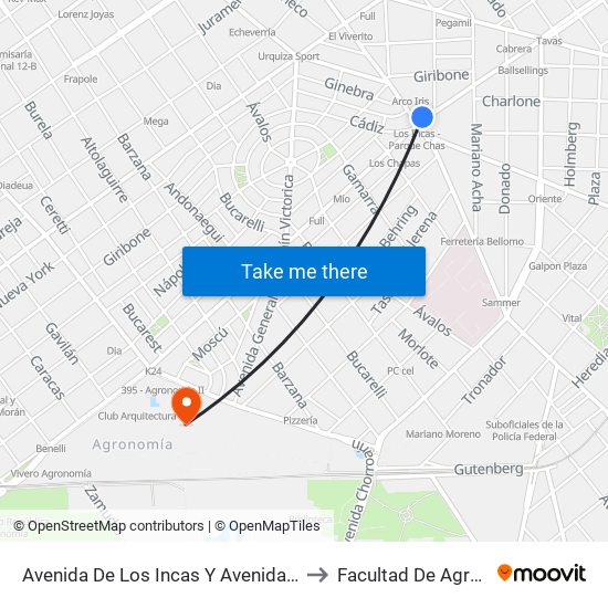 Avenida De Los Incas Y Avenida Triunvirato to Facultad De Agronomía map