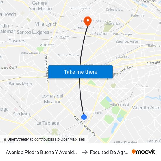 Avenida Piedra Buena Y Avenida Castañares to Facultad De Agronomía map