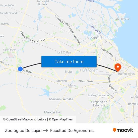 Zoológico De Luján to Facultad De Agronomía map