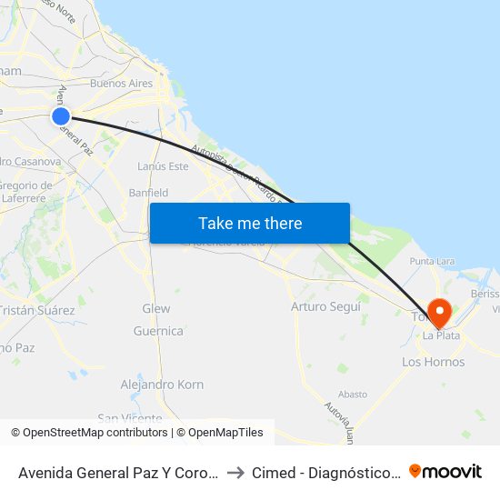 Avenida General Paz Y Coronel Falcón (21 - 28) to Cimed - Diagnóstico Por Imágenes map