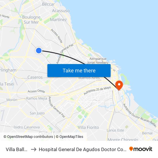 Villa Ballester to Hospital General De Agudos Doctor Cosme Argerich map