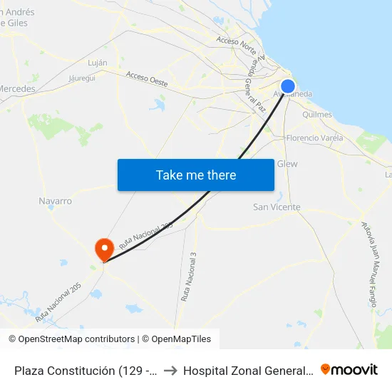 Plaza Constitución (129 - 197) to Hospital Zonal General De Lobos map