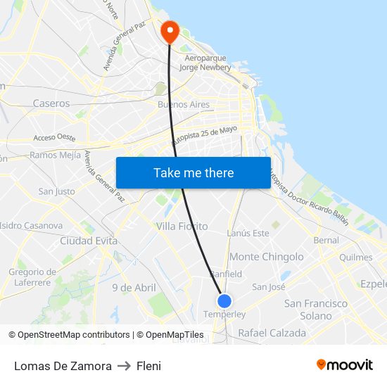 Lomas De Zamora to Fleni map