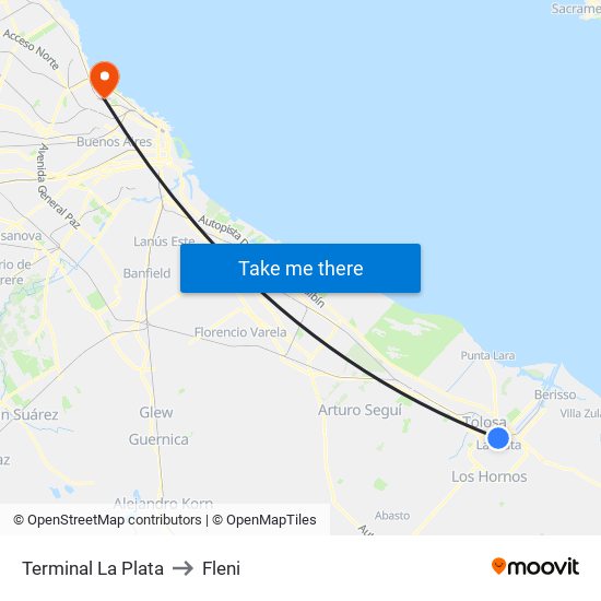 Terminal La Plata to Fleni map