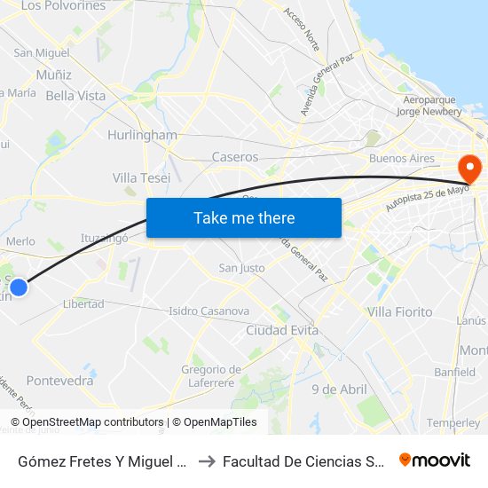 Gómez Fretes Y Miguel Murray to Facultad De Ciencias Sociales map