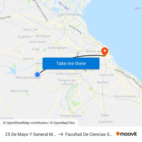 25 De Mayo Y General Mosconi to Facultad De Ciencias Sociales map