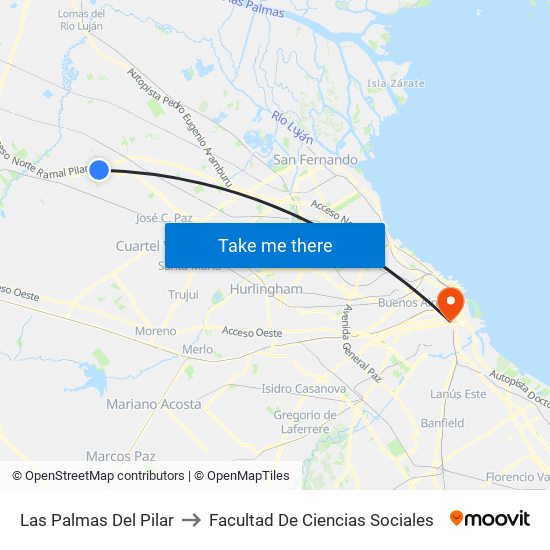 Las Palmas Del Pilar to Facultad De Ciencias Sociales map
