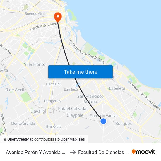 Avenida Perón Y Avenida San Martín to Facultad De Ciencias Sociales map