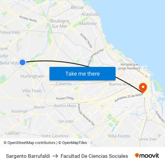 Sargento Barrufaldi to Facultad De Ciencias Sociales map