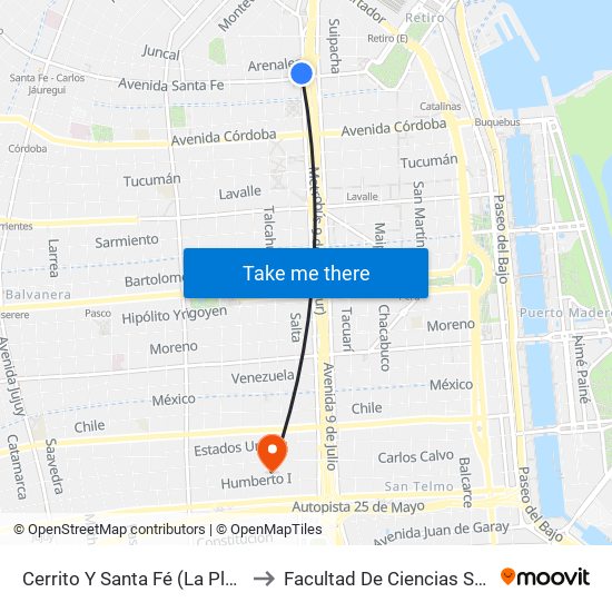 Cerrito Y Santa Fé (La Plata Vip) to Facultad De Ciencias Sociales map