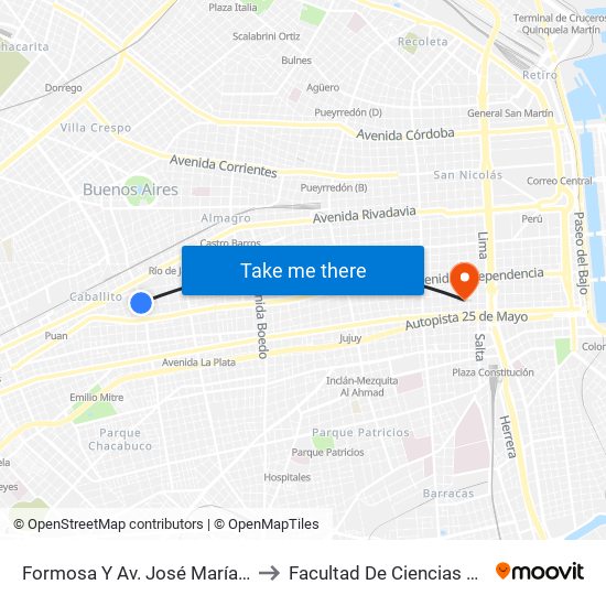 Formosa Y Av. José María Moreno to Facultad De Ciencias Sociales map