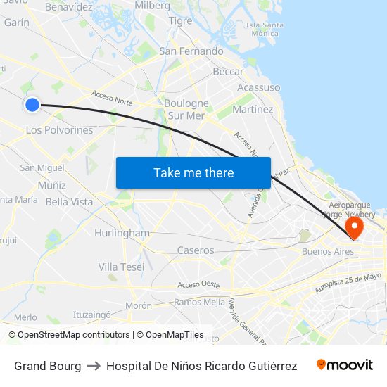 Grand Bourg to Hospital De Niños Ricardo Gutiérrez map