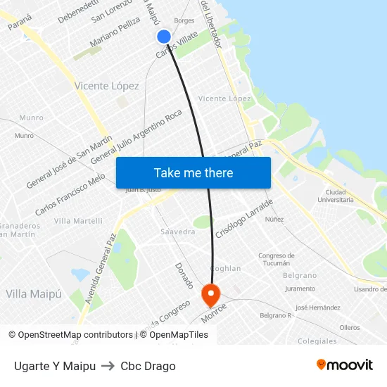 Ugarte Y Maipu to Cbc Drago map