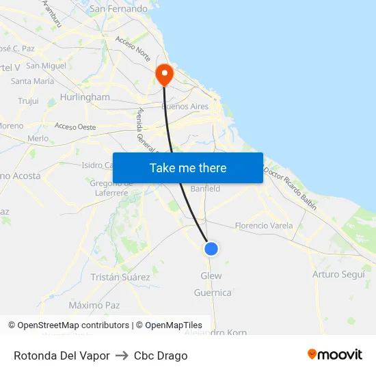Rotonda Del Vapor to Cbc Drago map