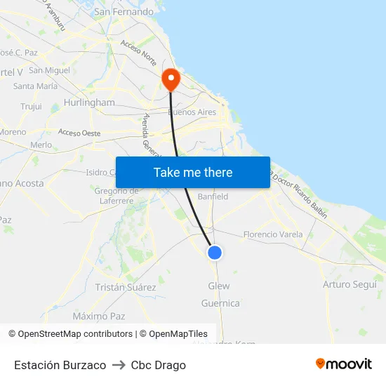 Estación Burzaco to Cbc Drago map
