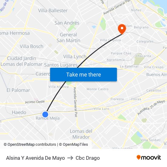 Alsina Y Avenida De Mayo to Cbc Drago map
