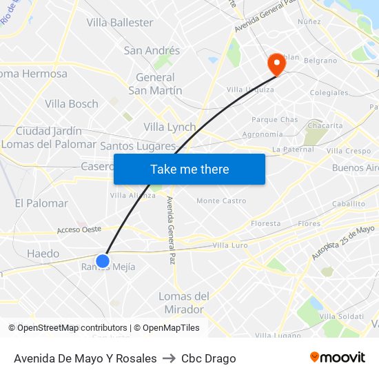 Avenida De Mayo Y Rosales to Cbc Drago map