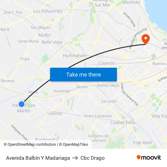Avenida Balbín Y Madariaga to Cbc Drago map