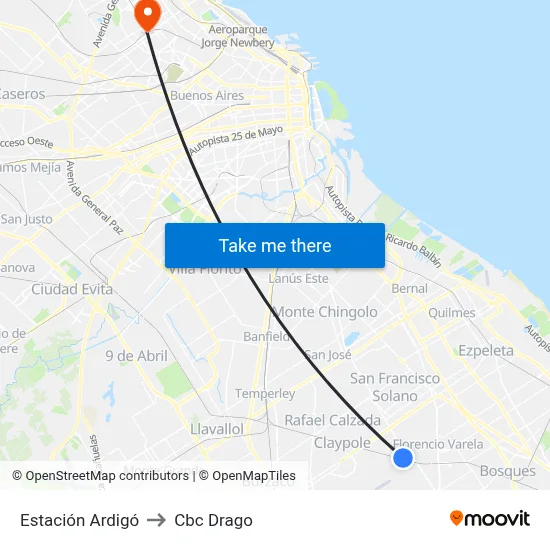 Estación Ardigó to Cbc Drago map