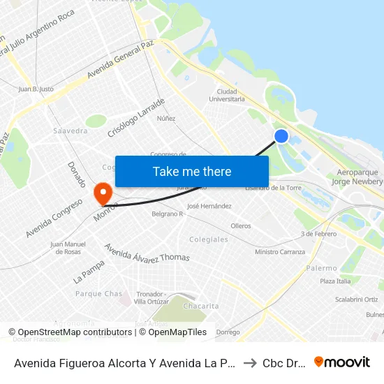 Avenida Figueroa Alcorta Y Avenida La Pampa (34) to Cbc Drago map