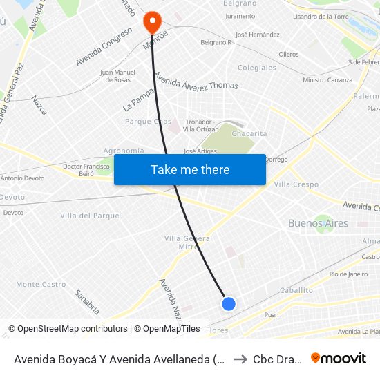 Avenida Boyacá Y Avenida Avellaneda (113) to Cbc Drago map