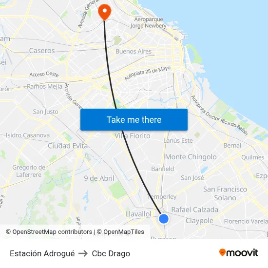 Estación Adrogué to Cbc Drago map