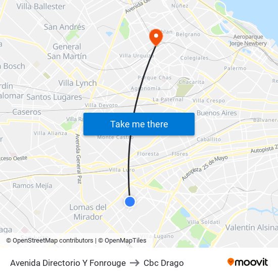 Avenida Directorio Y Fonrouge to Cbc Drago map