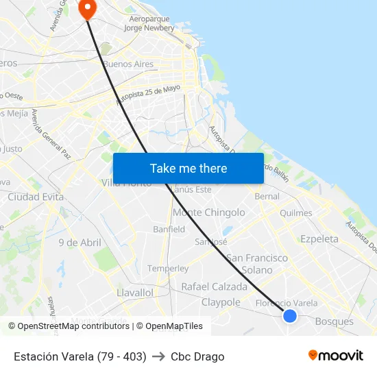 Estación Varela (79 - 403) to Cbc Drago map