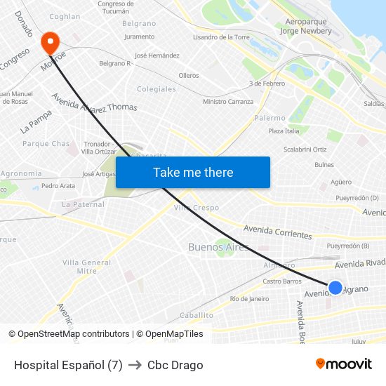 Hospital Español (7) to Cbc Drago map