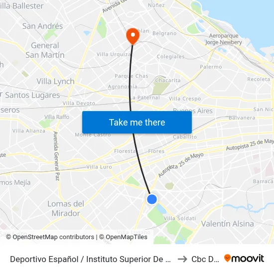Deportivo Español / Instituto Superior De Seguridad Pública to Cbc Drago map