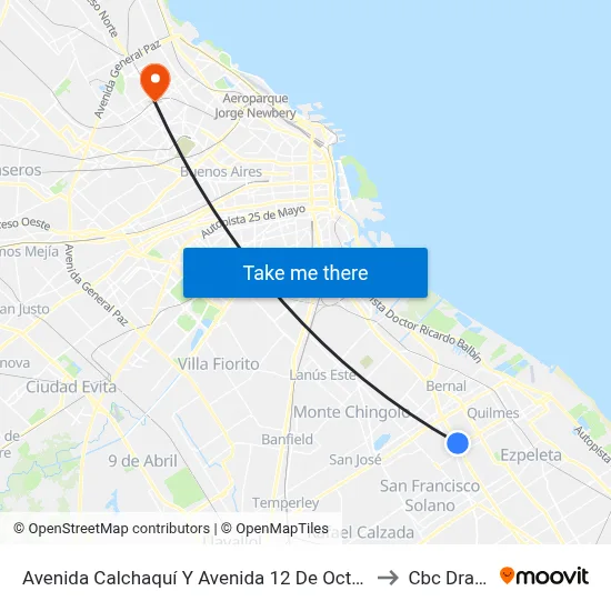 Avenida Calchaquí Y Avenida 12 De Octubre to Cbc Drago map